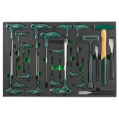 Набор угловых отверток (торцевых ключей), шестигранных и TORX®, молотков и зубил JONNESWAY H10121SV, 21 предмет (EVA ложемент 560х400 мм)