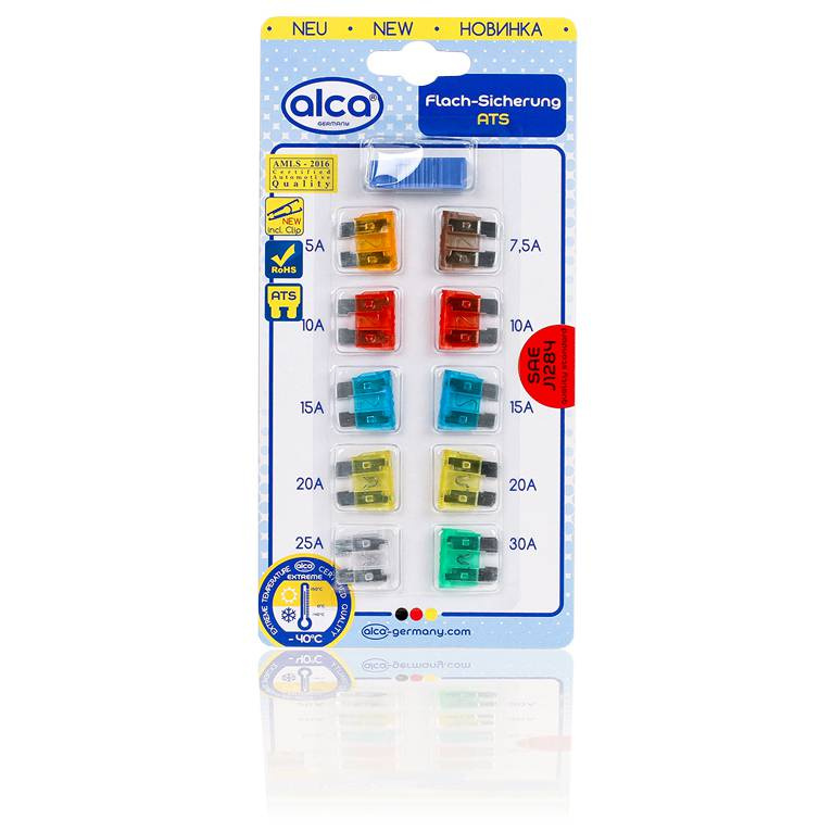 Предохранители флажковые в блистере Alca с пинцетом, 10 штук, 5-30А