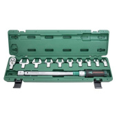 Динамометрический ключ Jonnesway 1/2"DR со сменными рожковыми насадками 13-30 мм и приводом,  40-200 Нм