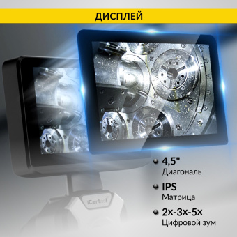 Промышленный защищённый видеоэндоскоп iCartool IC-VC104AW, с артикуляцией, 1м, 1280x720, 4.5"