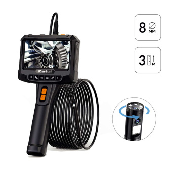 Видеоэндоскоп промышленный с вращением камеры, экран 5", 2 камеры 2Мп, 1920х1080, 3м, 8мм зонд, iCartool IC-VC700R-3