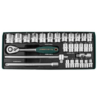 Набор головок торцевых Jonnesway S04H4728S 1/2"DR, 8-34 мм, 28 предметов