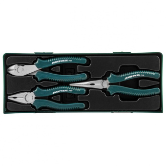 Набор шарнирно-губцевого инструмента JONNESWAY P0803SP: пассатижи, бокорезы, утконосы, 3 предмета (ложементы)