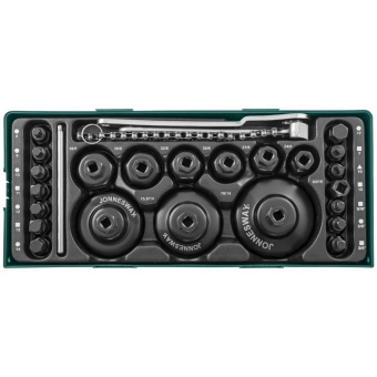 Набор для обслуживания системы смазки двигателей и трансмиссии JONNESWAY AI10003SP, 24 предмета (ложемент)