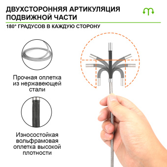 Промышленный защищённый видеоэндоскоп iCartool IC-VC1042W, с артикуляцией, 1м, 1280x720, 4.5''