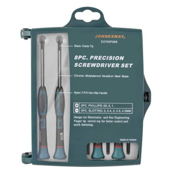 Набор отверток Jonnesway для точной механики, 65 мм, 8 предметов