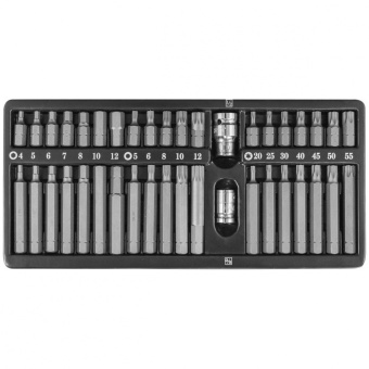 Набор вставок-бит 10 мм H4-12 мм, Т20-Т55, M5-M12 (30 и 75 мм.), 3/8"DR и 1/2"DR, 40 предметов