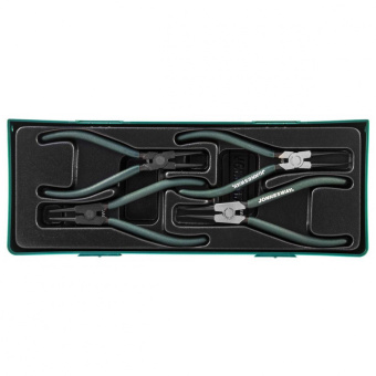 Универсальный набор щипцов JONNESWAY AG010002SP для стопорных колец "разжим и сжим" 7", 4 предмета (ложемент)