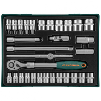 Набор торцевых головок 1/2"DR и аксессуаров JONNESWAY S04H4131SP, 31 предмет (ложемент)