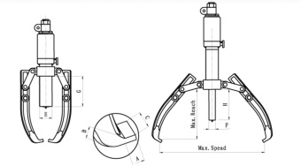 Съёмник гидравлический со встроенным насосом 5 т Car-Tool CT-S0005