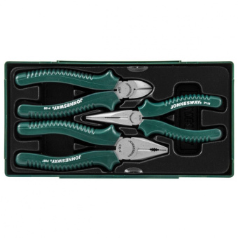 Набор JONNESWAY P0813SC (пассатижи, утконосы, бокорезы), 3 предмета (ложемент с пластиковой крышкой)