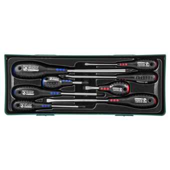 Набор отверток шлиц и крест Full Star SL 6,5х38-6,5х150 PH#1-3, 8 предметов (ложемент) JONNESWAY D04PP08SP