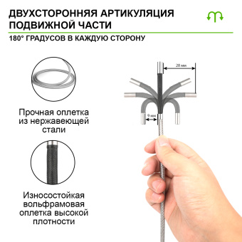 Промышленный защищённый видеоэндоскоп iCartool IC-VC1042WL, с артикуляцией, 1м, 1280x720, 4.5"