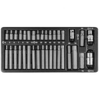 Набор вставок-бит Jonnesway 10 мм шестигранных Н4-12мм, TORX® Т20-Т70 (30 и 75 мм) и адаптеров 3/8’’DR и 1/2’’DR, 35 предметов