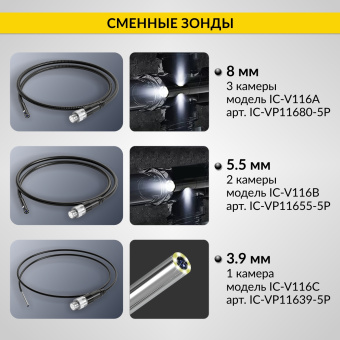 Промышленный защищённый видеоэндоскоп iCartool IC-V116C, 1м, 1920x1080, 5"
