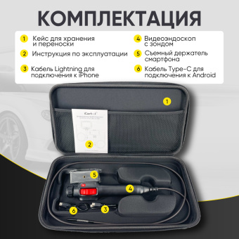 Промышленный защищённый видеоэндоскоп iCartool IC-V201, с артикуляцией, 1.5м, 1920x1080