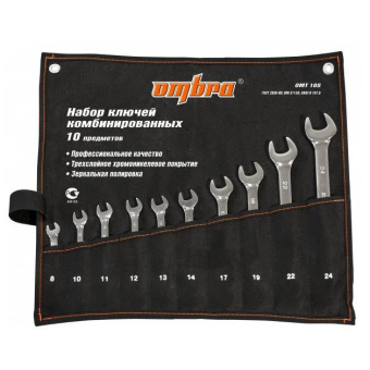 Набор ключей гаечных комбинированных в сумке Ombra OMT10S, 8-24 мм, 10 предметов