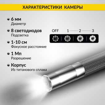 Промышленный защищённый видеоэндоскоп iCartool IC-VC106AW, с артикуляцией, 1м, 1280x720, 4.5''