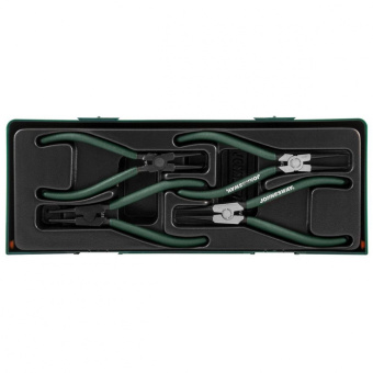 Набор щипцов 7" JONNESWAY AG010002SC для демонтажа стопорных колец, 4 предмета (ложемент с пластиковой крышкой)