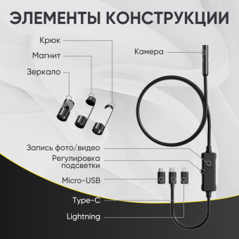 Промышленный защищённый USB видеоэндоскоп iCartool IC-V553, 3м, 1920x1080